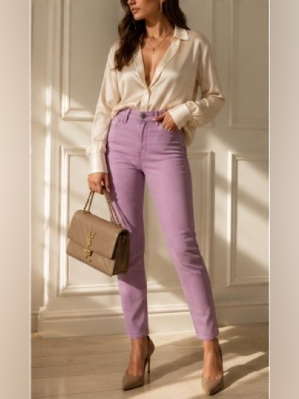 Polo Ralph Lauren Tompkins Skinny High Rise Lilac Jeans Sz 31 NWT
